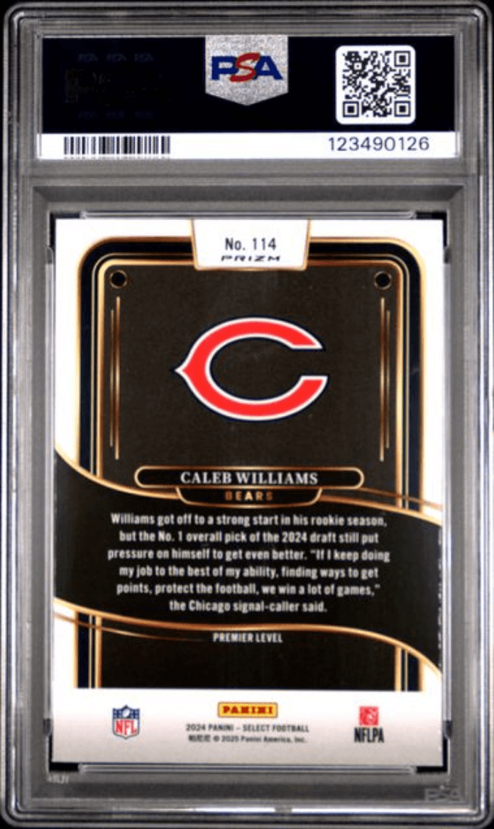 Graded 2024 Panini Select Caleb Williams #114 Silver Prizm Rookie RC Football Card PSA 10 Gem Mint
