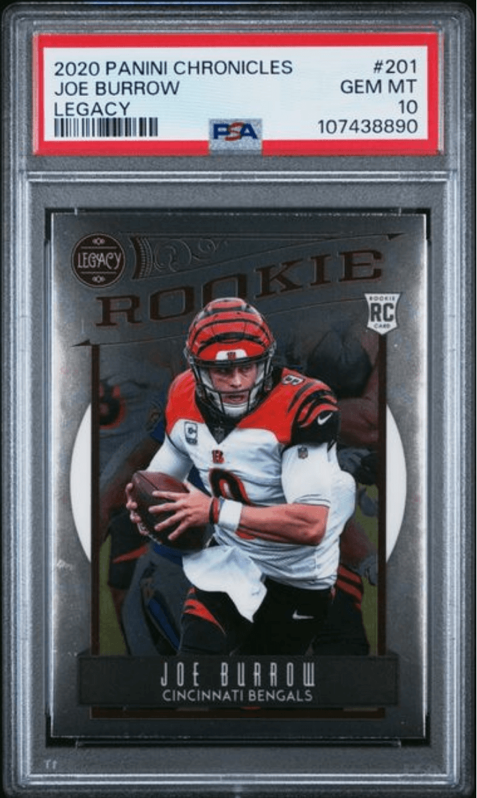 Graded 2020 Panini Chronicles Joe Burrow #201 Legacy Rookie RC Football Card PSA 10 Gem Mint