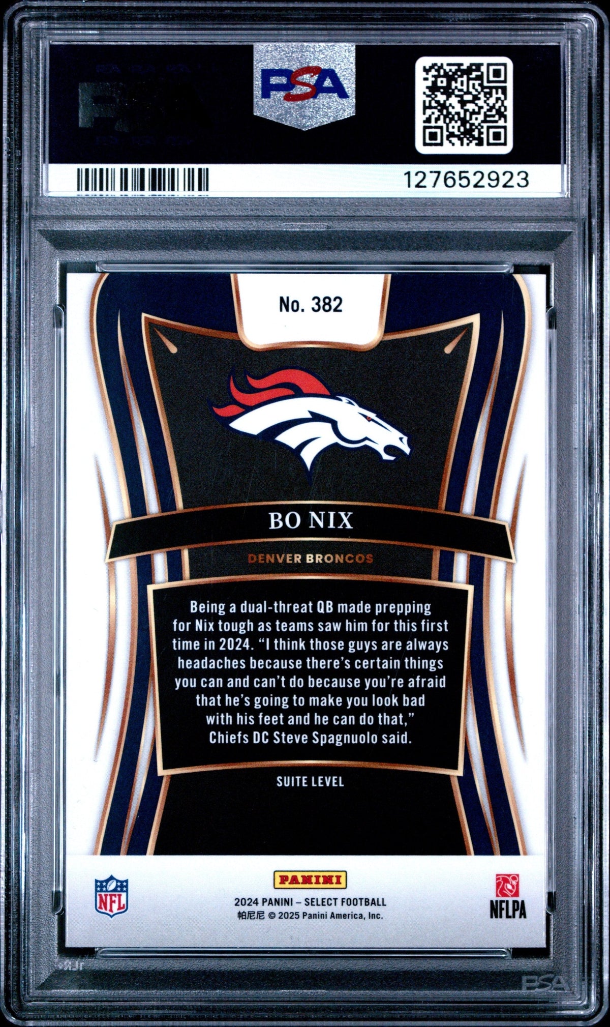 Graded 2024 Panini Select Bo Nix #382 Rookie RC Football Card PSA 10 Gem Mint