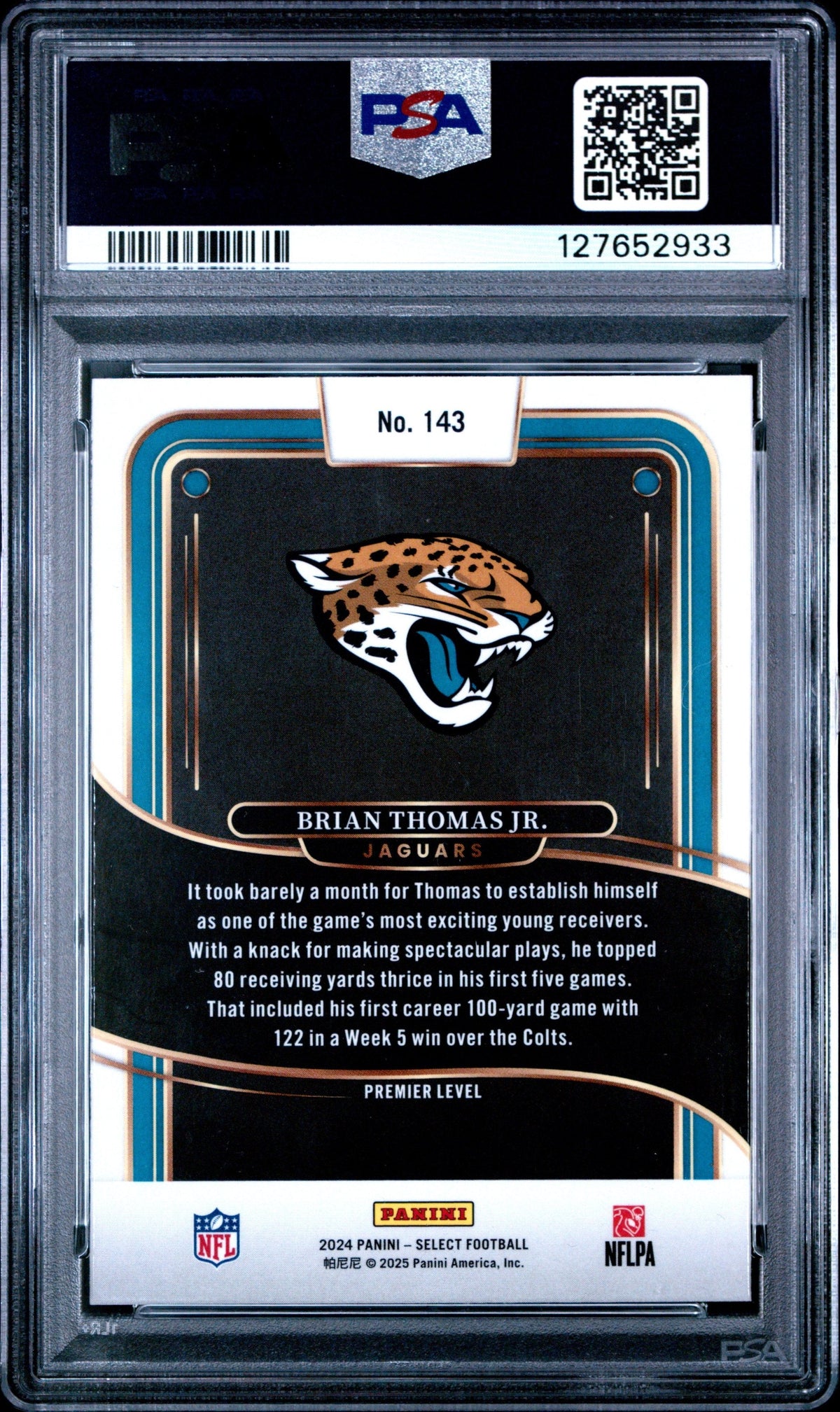 Graded 2024 Panini Select Brian Thomas Jr. #143 Rookie RC Football Card PSA 10 Gem Mint