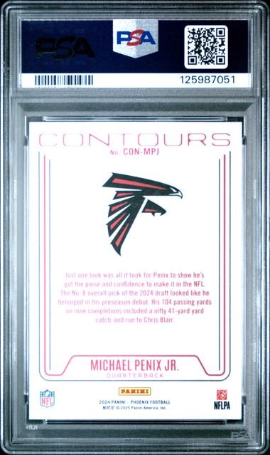 Graded 2024 Panini Phoenix Michael Penix Jr #CONMPJ Contours Rookie RC Football Card PSA 10 Gem Mint