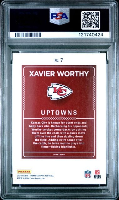 Graded 2024 Panini Donruss Optic Xavier Worthy #7 Uptowns Rookie RC Football Card PSA 10 Gem Mint