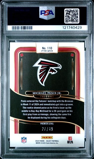 Graded 2024 Panini Select Michael Penix Jr #110 /49 Red Disco Rookie RC Football Card PSA 10 Gem Mint