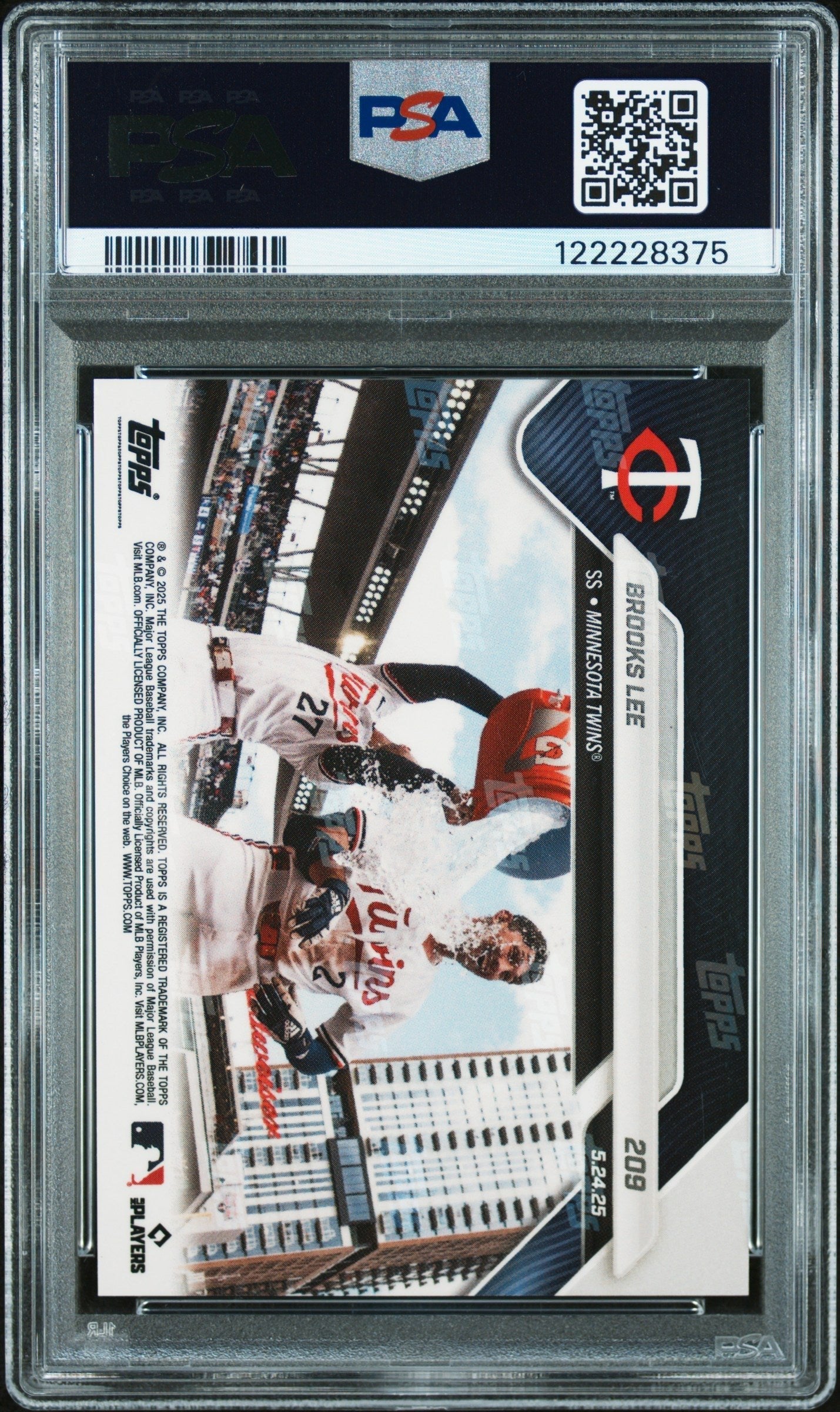 Graded 2025 Topps Now Brooks Lee #209 Black Foil /10 Rookie RC Baseball Card PSA 9 Mint