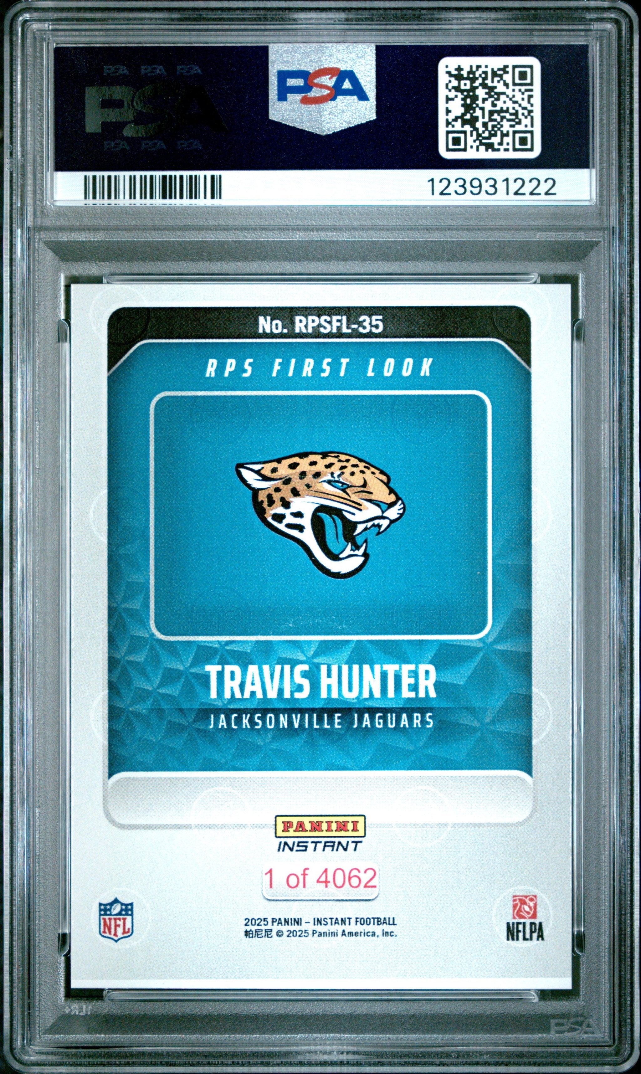Graded 2025 Panini Instant Travis Hunter #RPSFL35 RPS First Look Rookie RC Football Card PSA 8 Near Mint