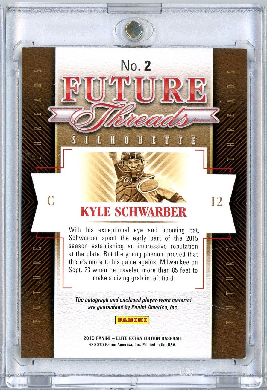 2015 Panini Elite Extra Edition Kyle Schwarber #2 /49 Future Threads Silhouette RPA Auto Rookie RC Baseball Card