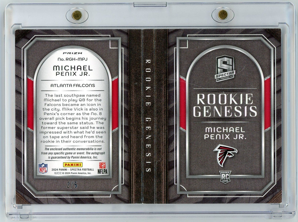 2024 Panini Spectra Rookie Genesis Michael Penix Jr #RGH-MPJ RPA Booklet Auto /5 Rookie RC Football Card