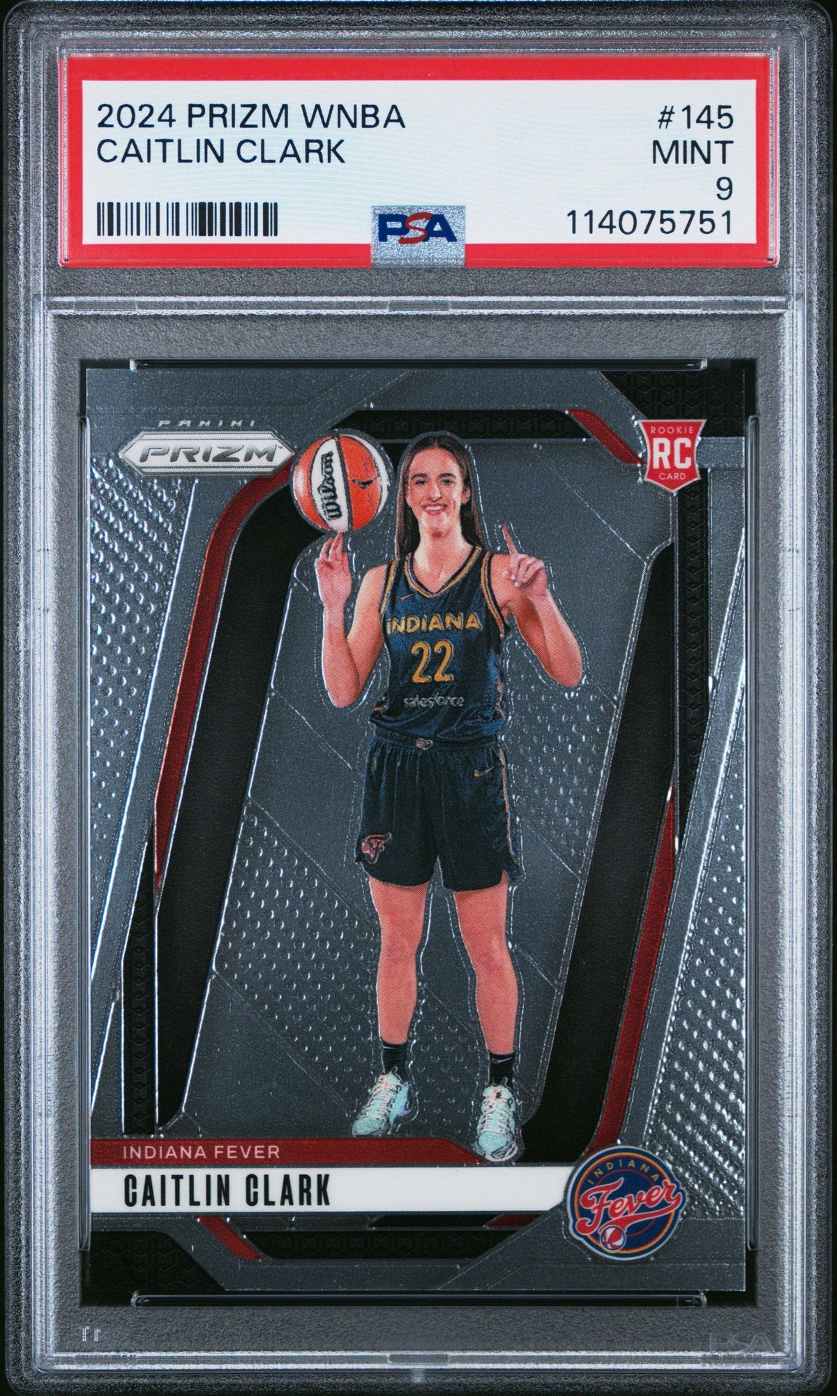 Graded 2024 Panini Prizm Caitlin Clark #145 Rookie RC Basketball Card PSA 9 Mint