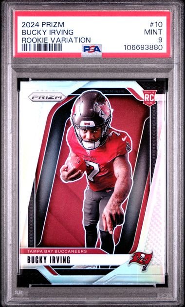 Graded 2024 Panini Prizm Rookie Variation Bucky Irving #10 Rookie RC Football Card PSA 9 Mint
