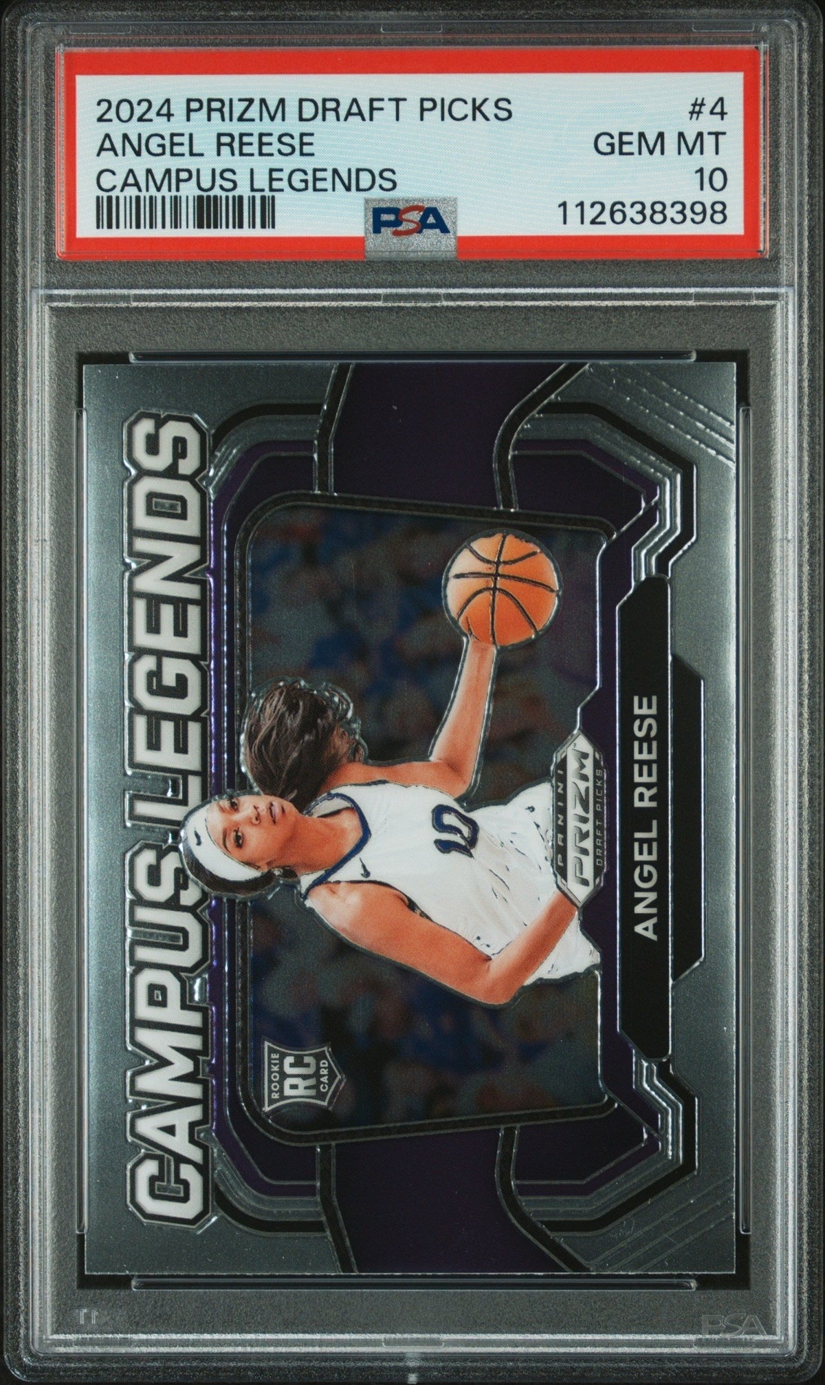 Graded 2024 Panini Prizm Draft Picks Angel Reese #4 Campus Legends Rookie RC Basketball Card PSA 10 Gem Mint
