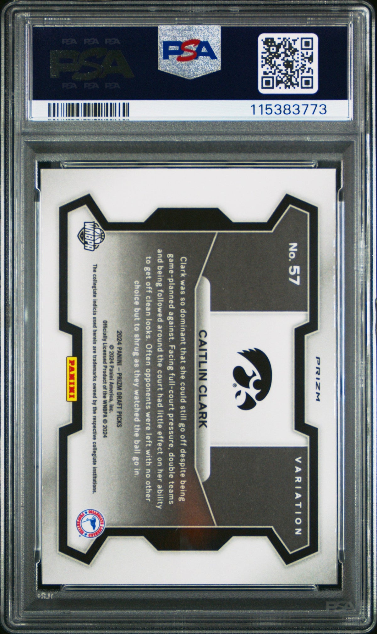 Graded 2024 Panini Prizm Draft Picks Caitlin Clark #57 Variation Red Ice Rookie RC Basketball Card PSA 10 Gem Mint