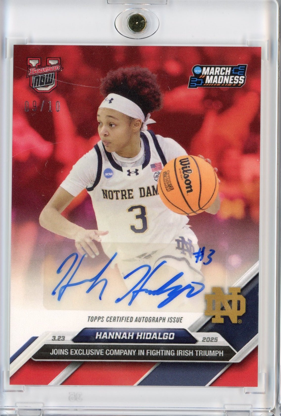 2024 Topps Bowman U Now Hannah Hidalgo #99A Red Auto /10 Rookie RC Basketball Card