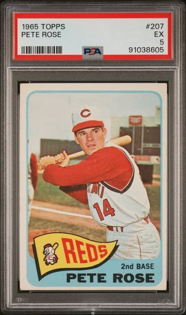 Graded 1965 Topps Pete Rose #207 Baseball Card PSA 5 Excellent