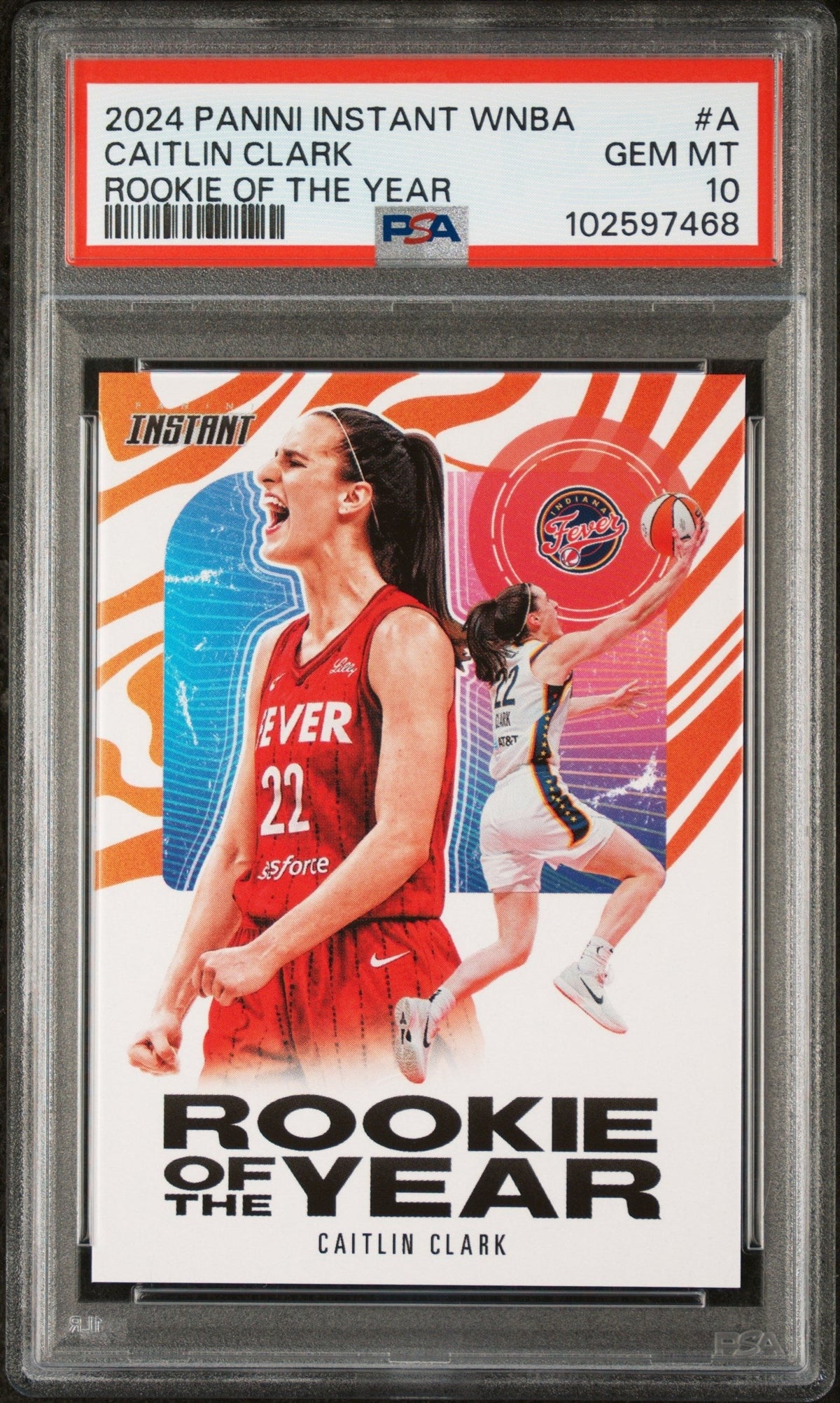 Graded 2024 Panini Instant WNBA Caitlin Clark #A Rookie of the Year Rookie RC Basketball Card PSA 10 Gem Mint