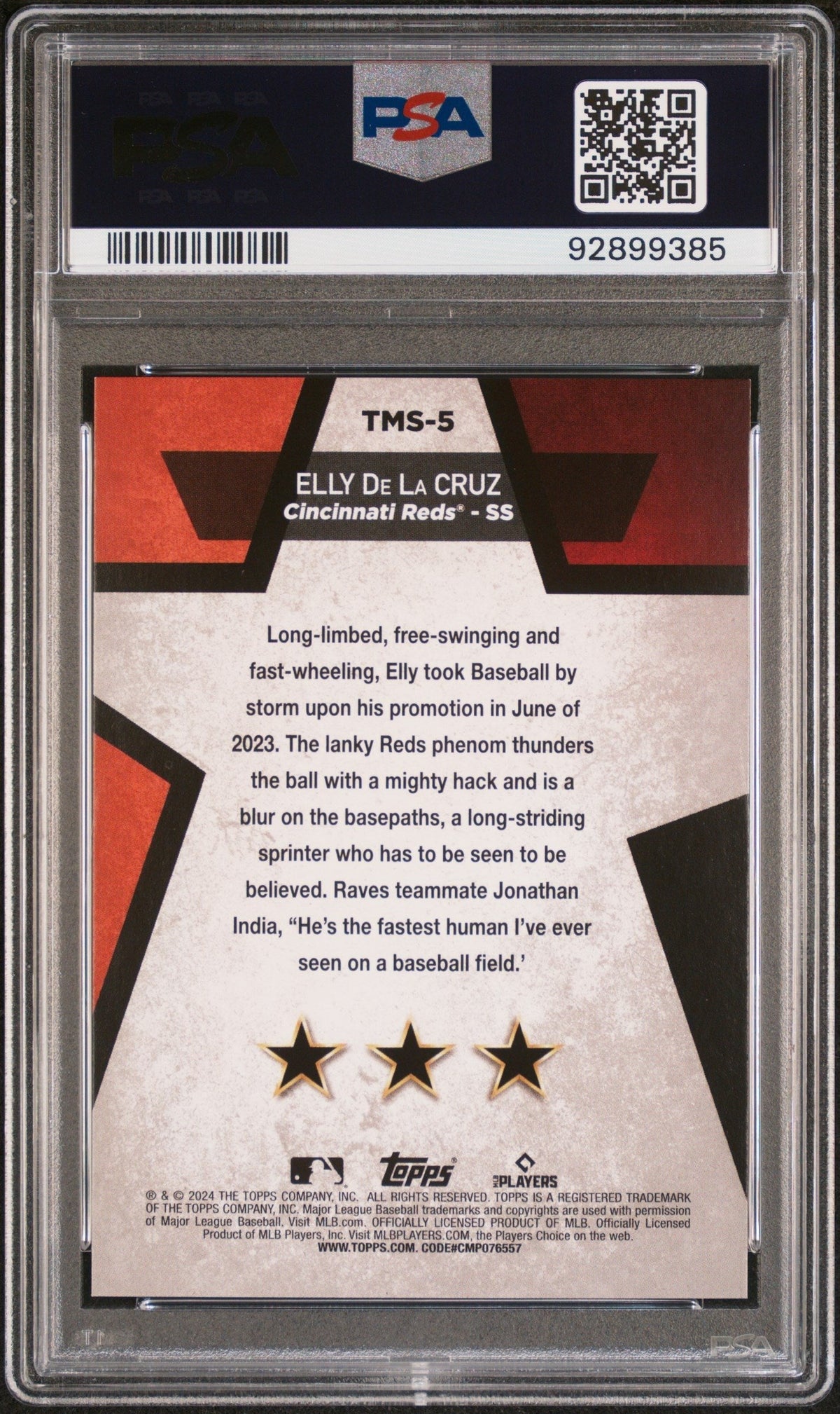 Graded 2024 Topps Elly De La Cruz #TMS5 Mega Star Rookie RC Baseball Card PSA 10 Gem Mint
