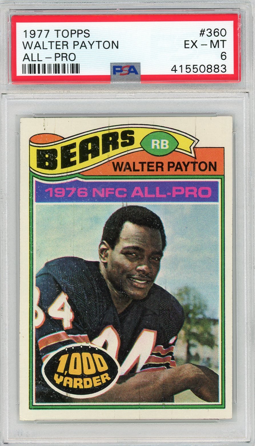 Graded 1977 Topps Walter Payton #360 2nd Year Football Card PSA 6 EX-MT