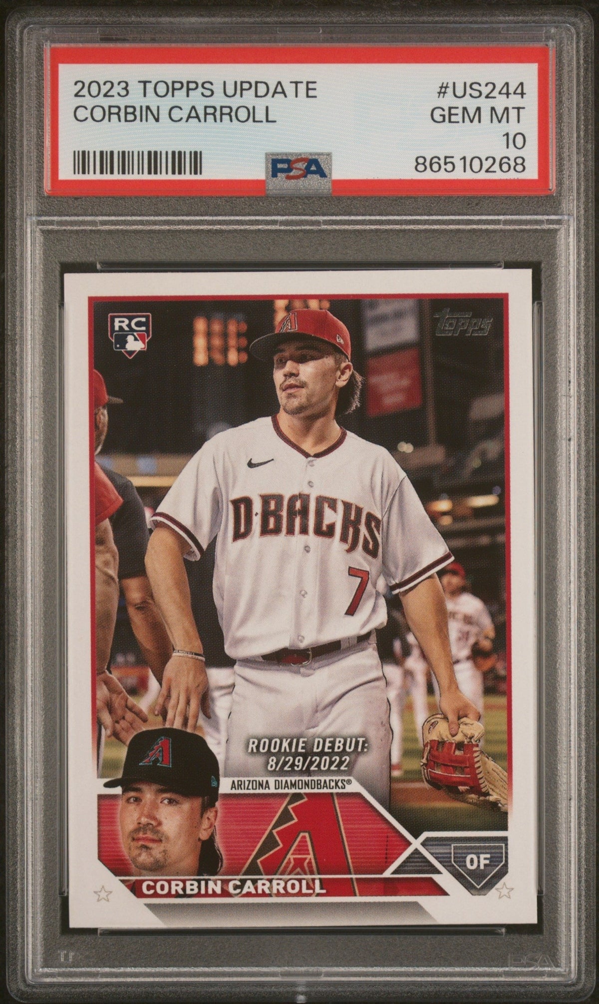 Graded 2023 Topps Update Corbin Carroll #US244 Rookie RC Baseball Card PSA 10 Gem Mint
