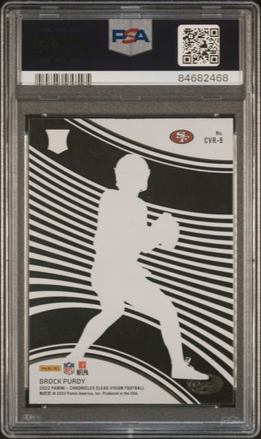 Graded 2022 Panini Chronicles Brock Purdy #CVR8 Clear Vision Rookie RC Football Card PSA 10 Gem Mint
