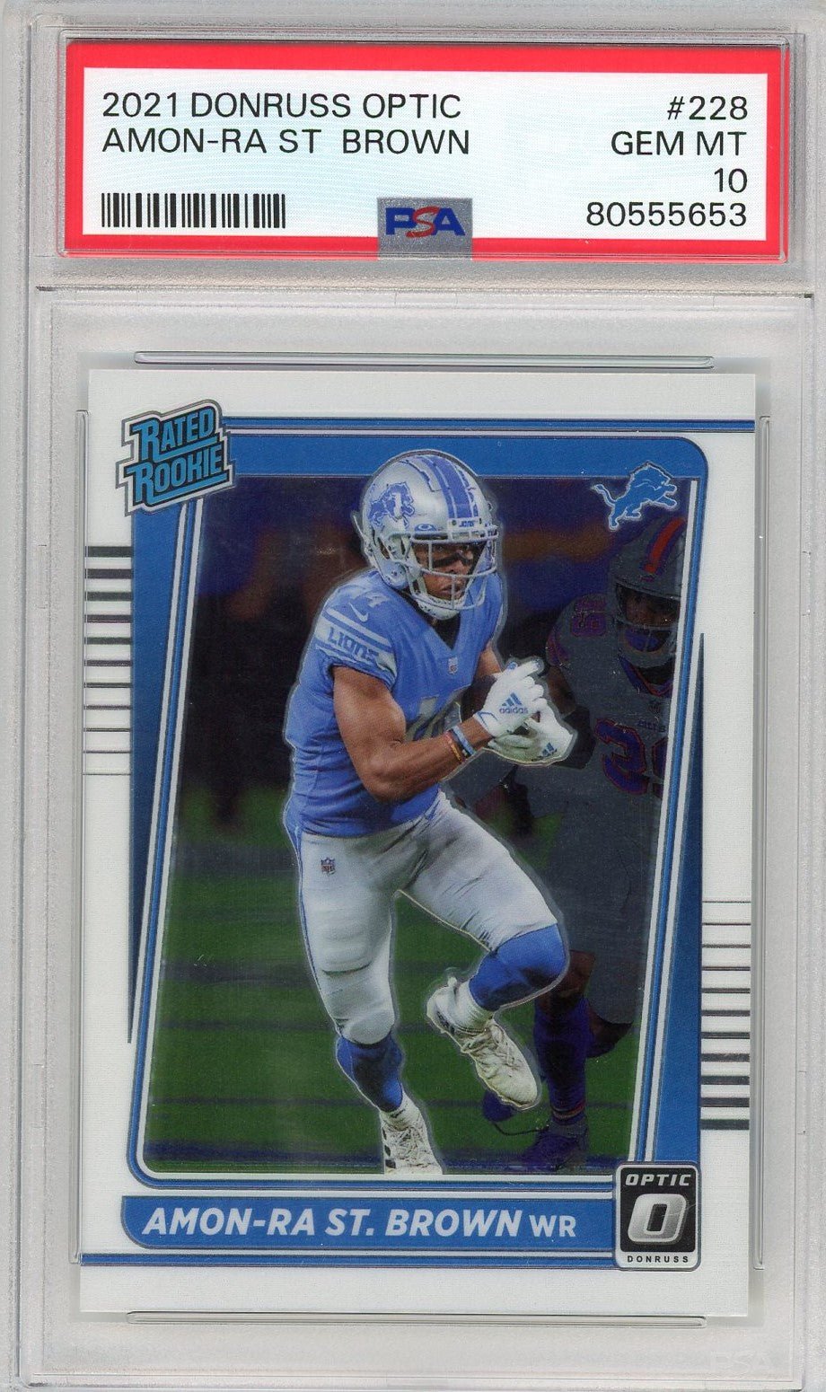 Graded 2021 Panini Donruss Optic Amon-Ra St. Brown #228 Rookie RC Football Card PSA 10 Gem Mint