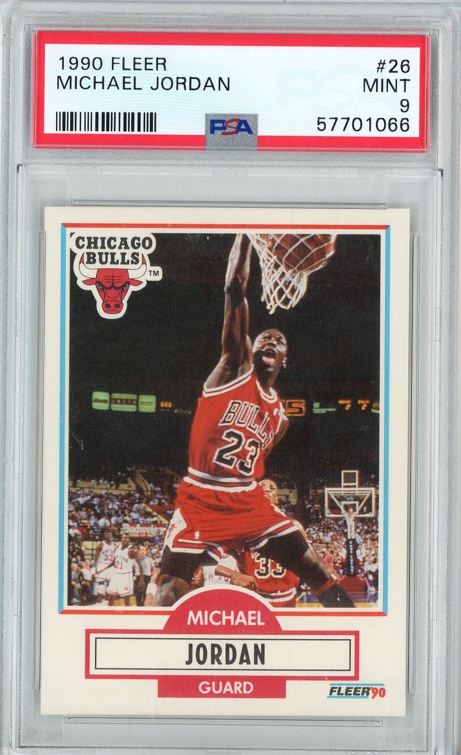 Graded 1990 Fleer Michael Jordan #26 Basketball Card PSA 9 Mint