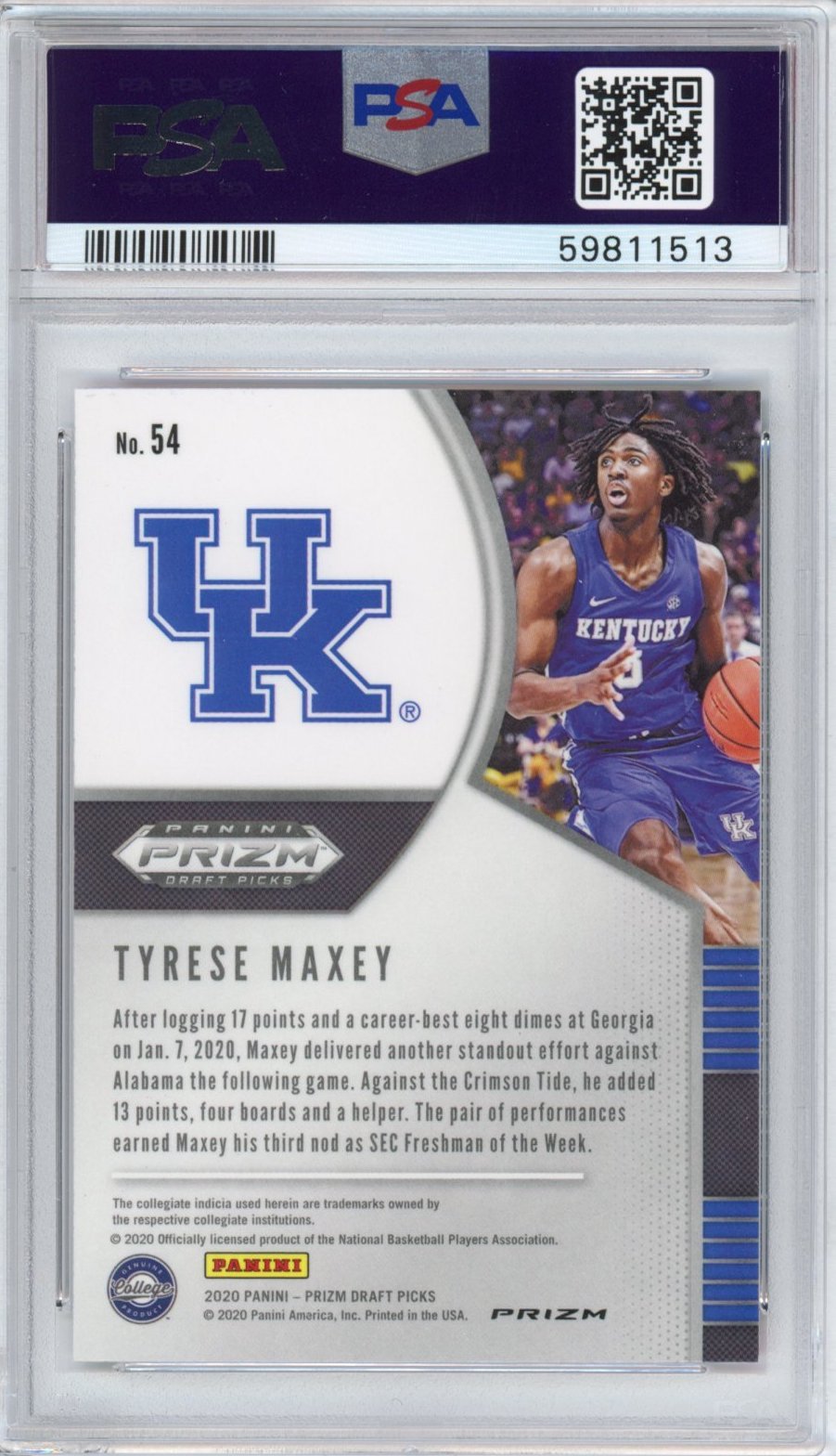 Graded 2020-21 Panini Prizm DP Draft Picks Tyrese Maxey #54 Pink Ice Rookie RC Basketball Card PSA 10 Gem Mint