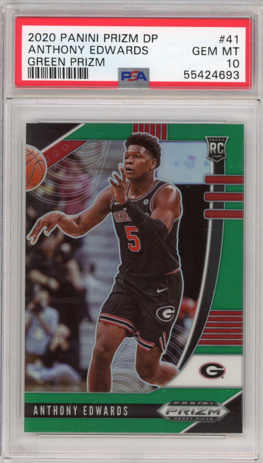 Graded 2020 Panini Prizm DP Draft Picks Anthony Edwards #41 Green Prizm Rookie RC Basketball Card PSA 10 Gem Mint