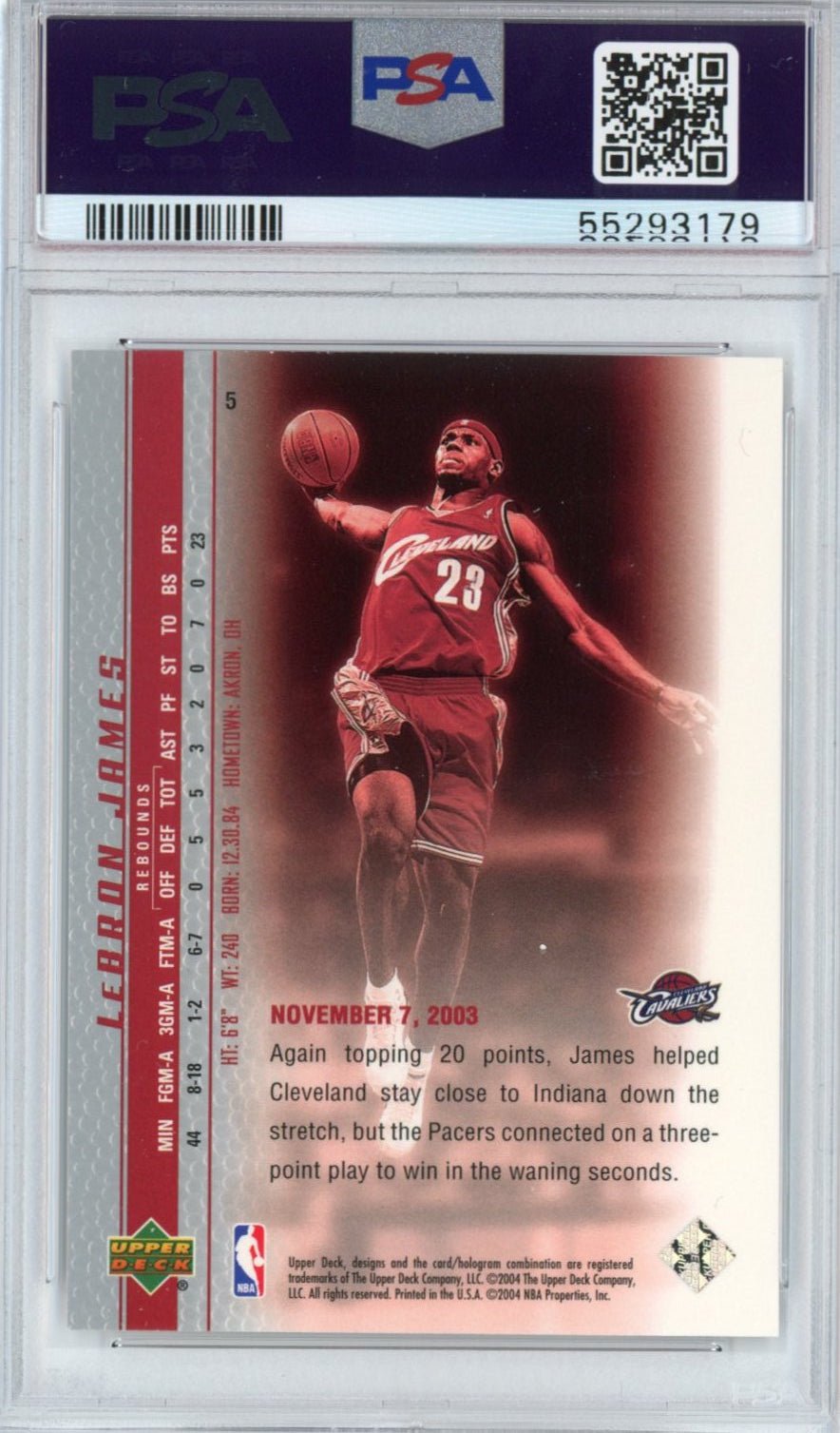 Graded 2003-04 Upper Deck UD LeBron James #5 Phenomenal Beginning Rookie RC Basketball Card PSA 10 Gem Mint