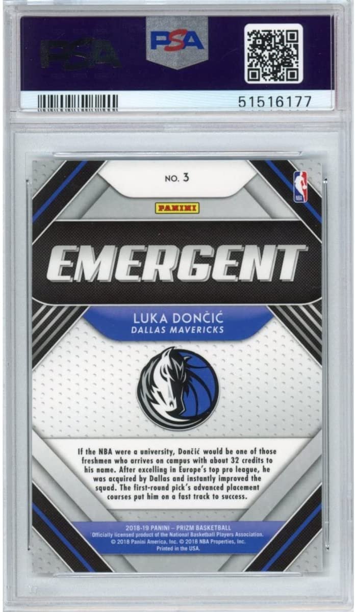 Graded 2018 Panini Prizm Luka Doncic #3 Emergent Rookie RC Basketball Card PSA 10 Gem Mint
