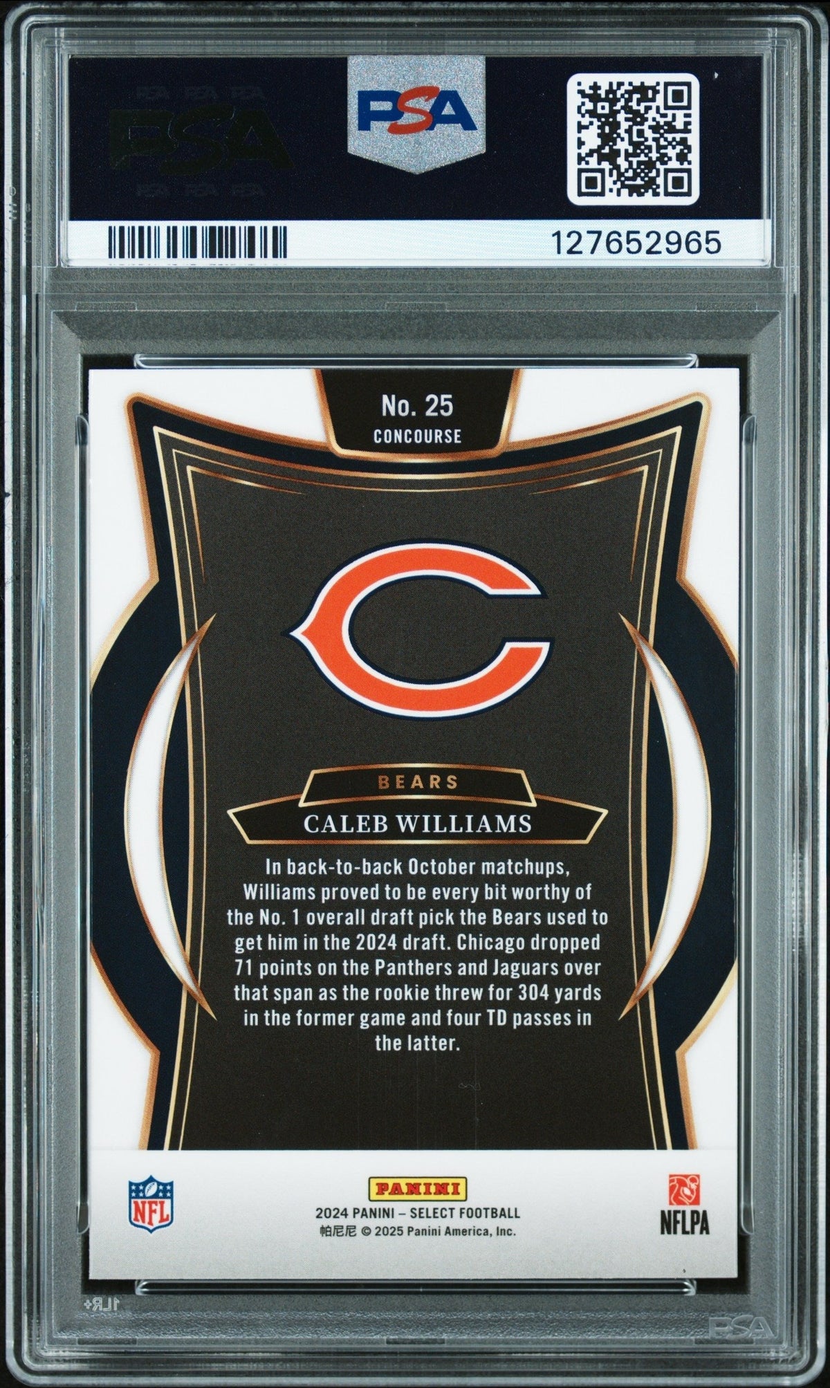 Graded 2024 Panini Select Caleb Williams #25 Rookie RC Football Card PSA 10 Gem Mint