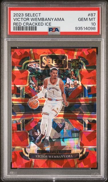 Graded 2023 Panini Select Victor Wembanyama #87 Red Cracked Ice Rookie RC Basketball Card PSA 10 Gem Mint