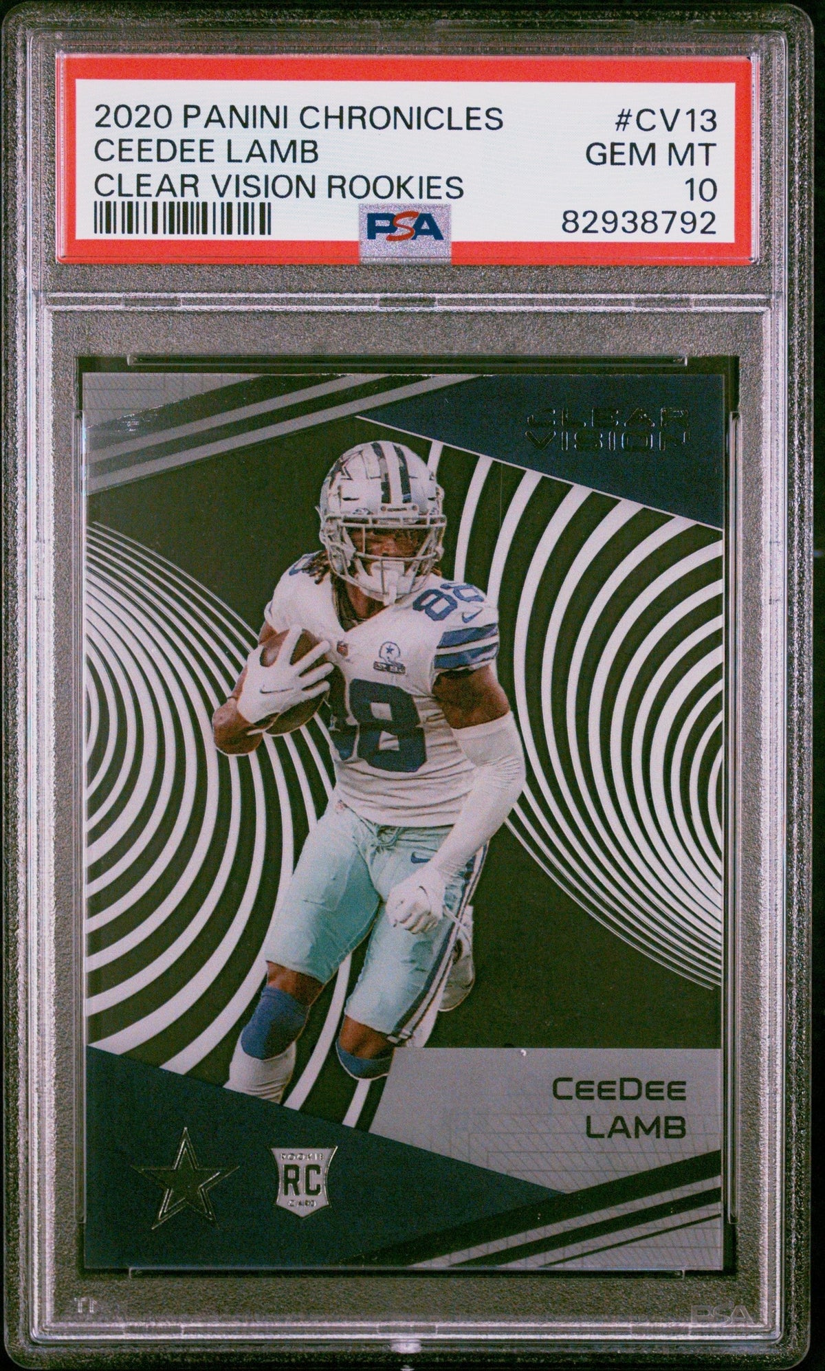 Graded 2020 Panini Chronicles CeeDee Lamb #CV13 Clear Vision Rookies Rookie RC Football Card PSA 10 Gem Mint