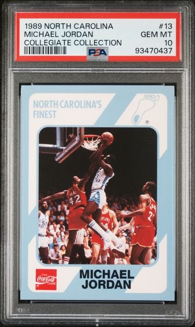 Graded 1989 North Carolina Collegiate Collection Michael Jordan #13 Basketball Card PSA 10 Gem Mint