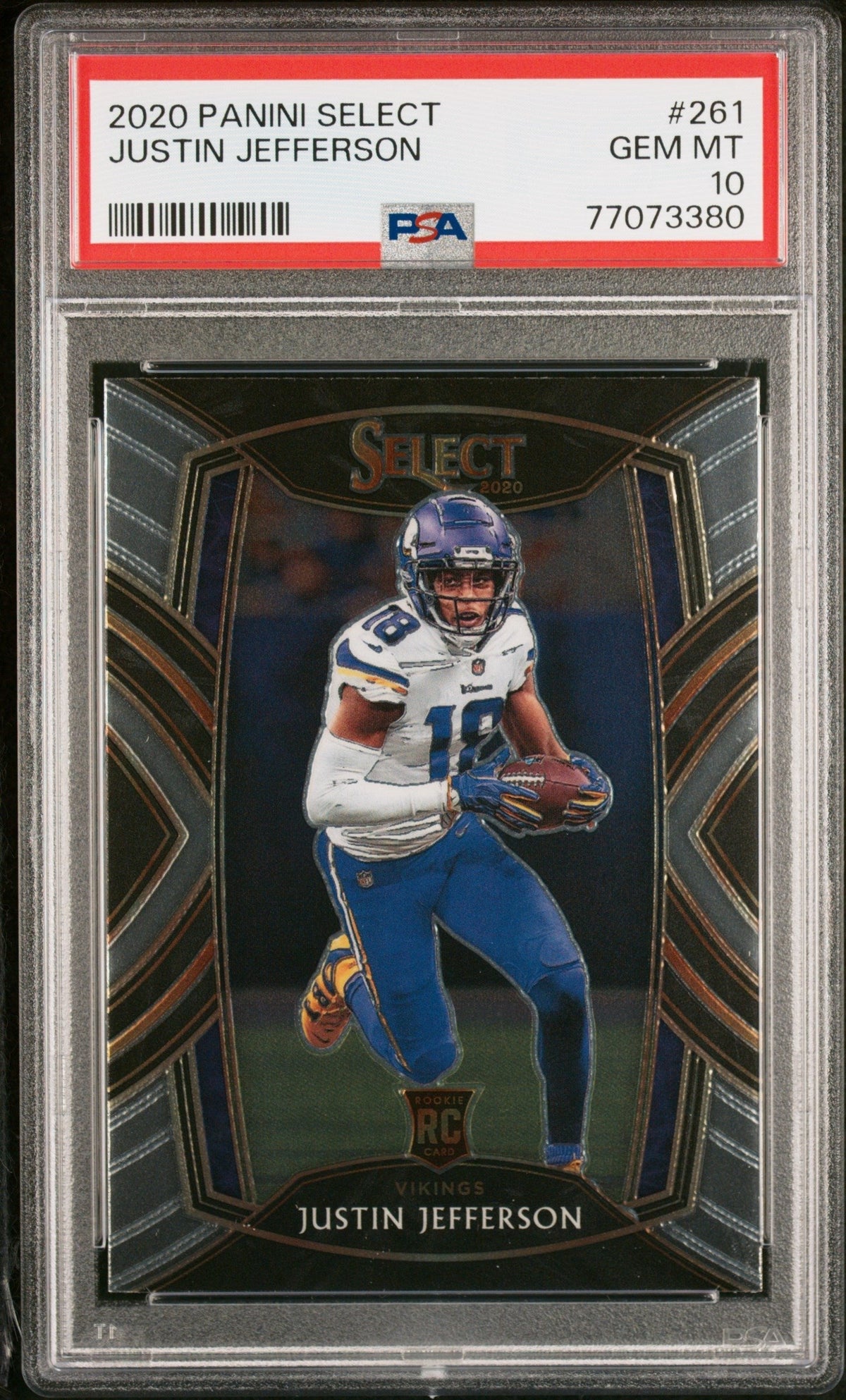 Graded 2020 Panini Select Justin Jefferson #261 Rookie RC Football Card PSA 10 Gem Mint