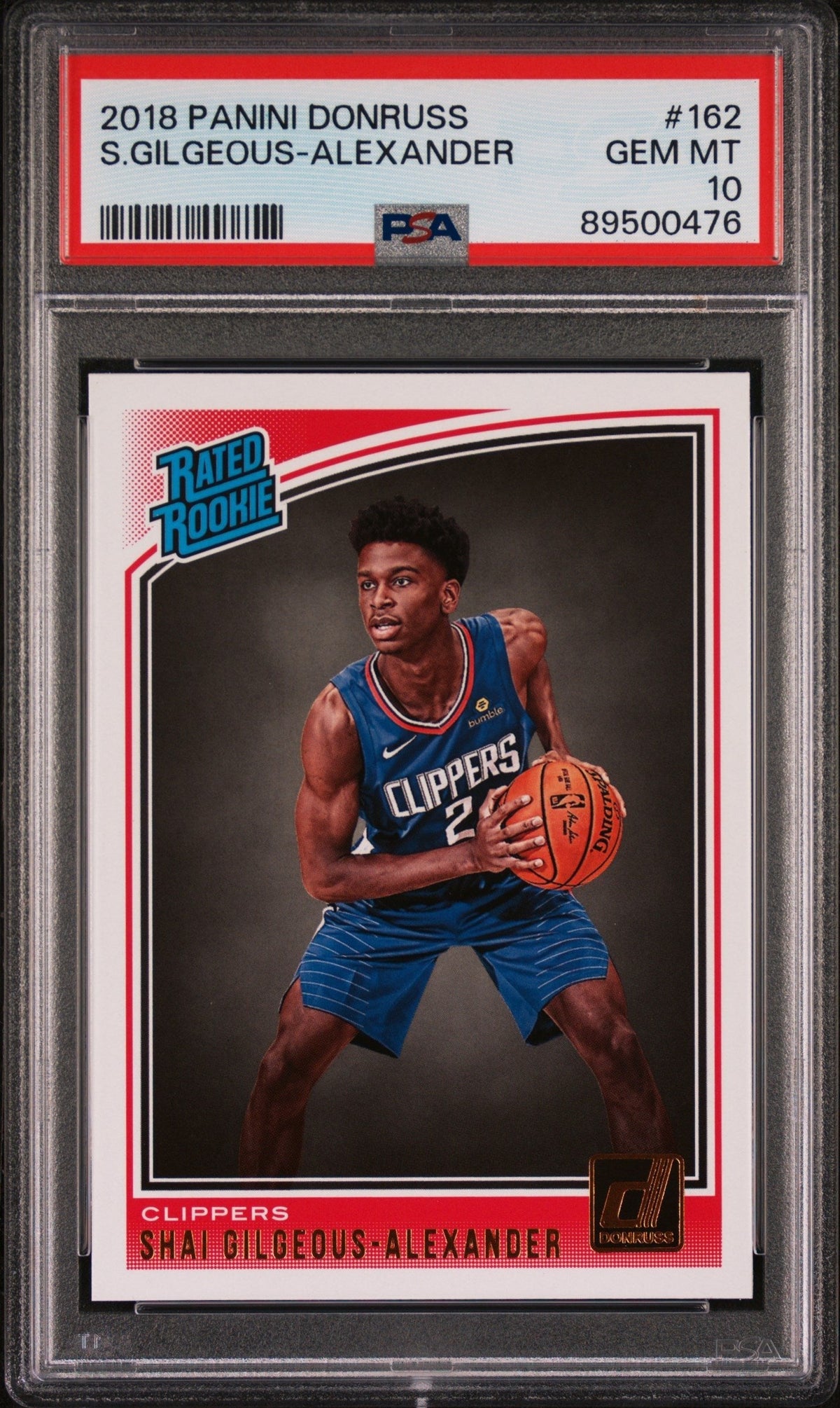 Graded 2018 Panini Donruss Shai Gilgeous-Alexander #162 Rookie RC Basketball Card PSA 10 Gem Mint