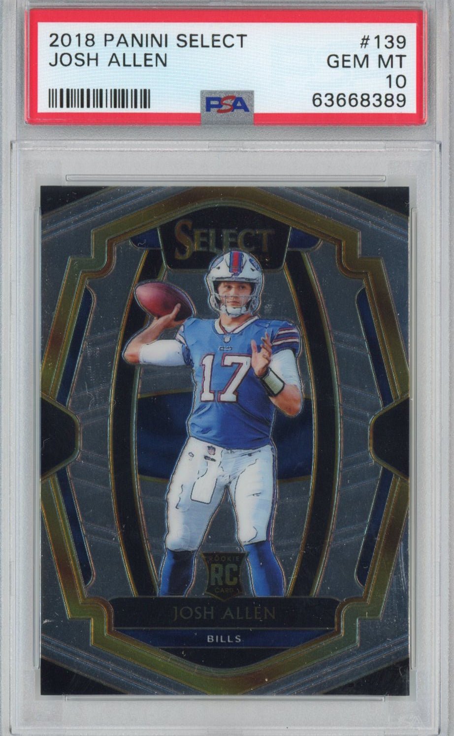 Graded 2018 Panini Select Josh Allen #139 Rookie RC Football Card PSA 10 Gem Mint