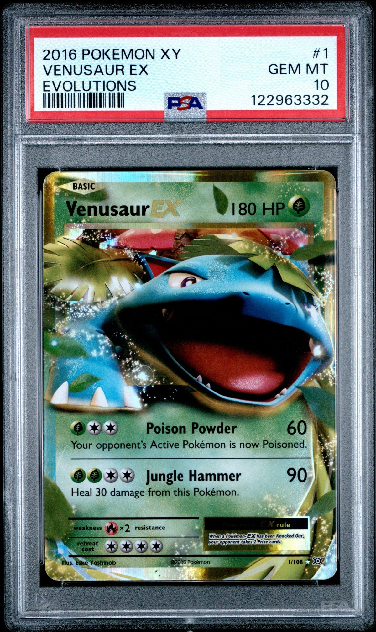 Graded 2016 PKM Xy Evolutions #1 Venusaur Ex Evolutions Trading Card Game PSA 10 Gem Mint