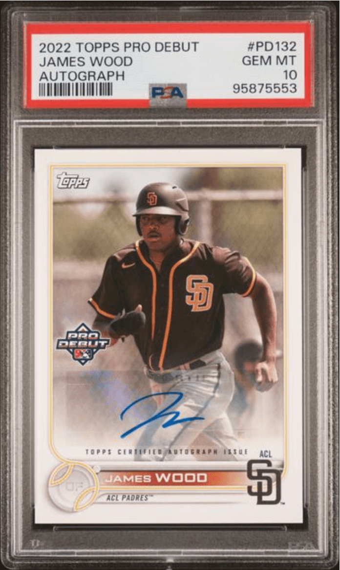 Graded 2022 Topps Pro Debut James Wood #PD132 Autograph Rookie RC Baseball Card PSA 10 Gem Mint