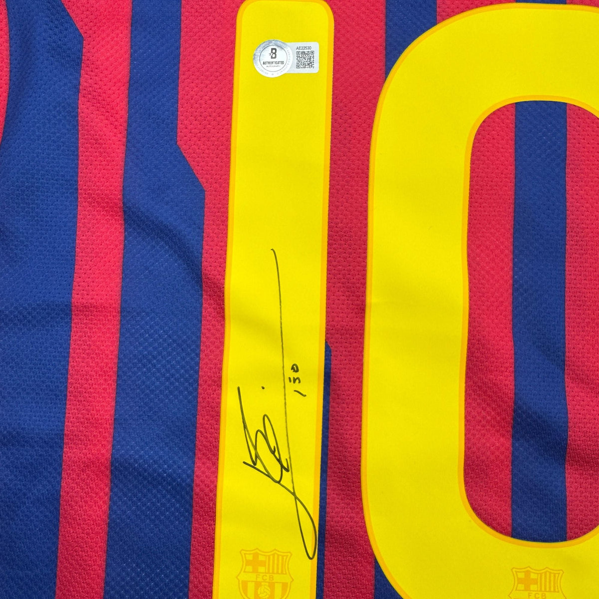 Autographed/Signed Lionel Leo Messi FC Barcelona Soccer Jersey Beckett BAS COA #2