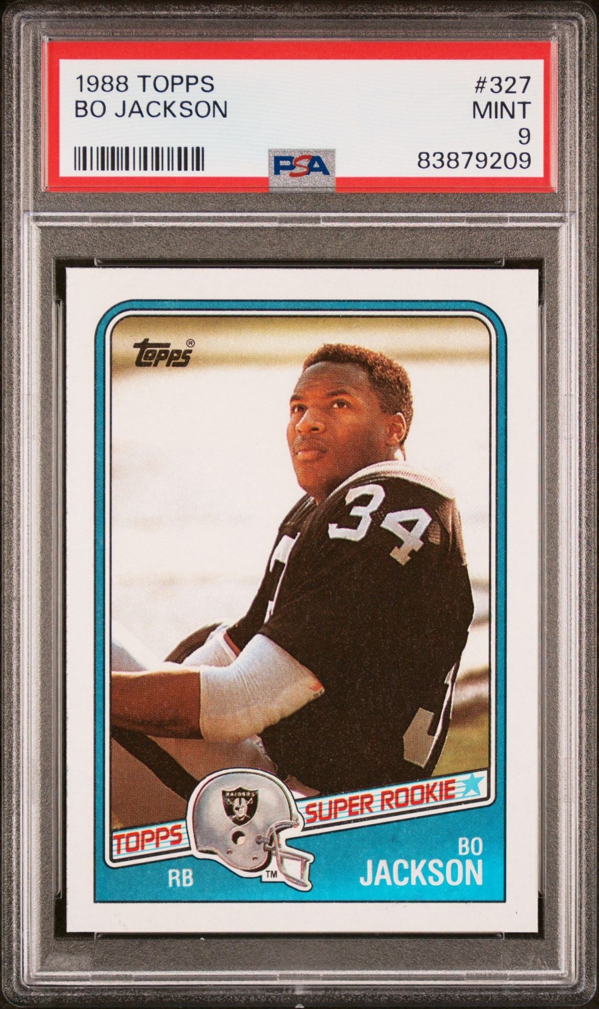 Graded 1988 Topps Super Rookie Bo Jackson #327 Rookie RC Baseball Card PSA 9 Mint