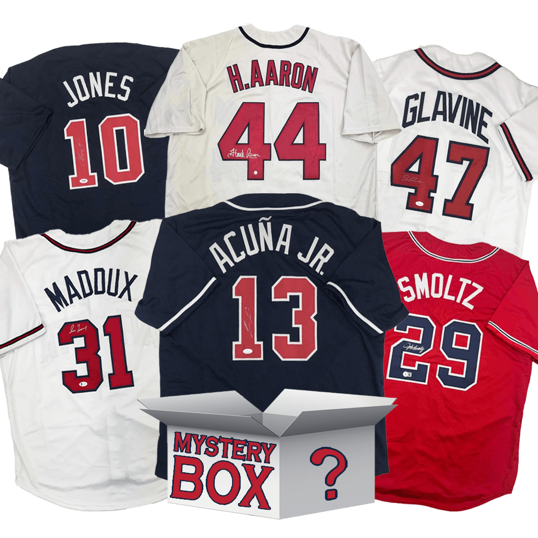 Autographed/Signed Atlanta Baseball Jersey Mystery Box with PSA JSA or Beckett COA