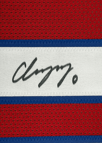 Framed Autographed/Signed Christian Gonzalez 35x39 New England Red Football Jersey Beckett BAS COA