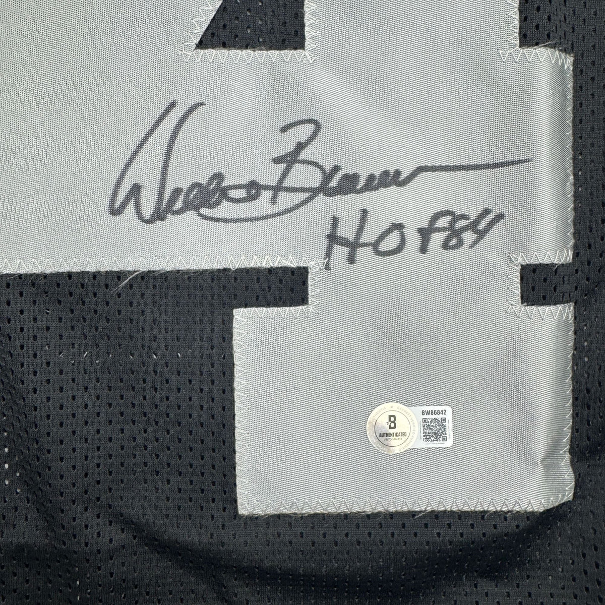 Autographed/Signed Willie Brown HOF 84  Las Vegas Oakland Black Football Jersey JSA COA