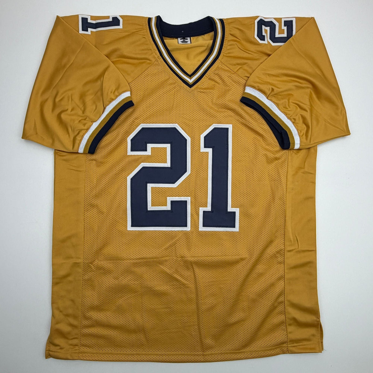 Autographed/Signed Calvin Johnson Georgia Tech Gold College Football Jersey Beckett BAS COA