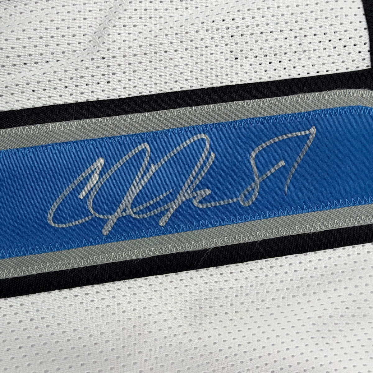 Autographed/Signed Calvin Johnson Detroit White Football Jersey JSA COA #2