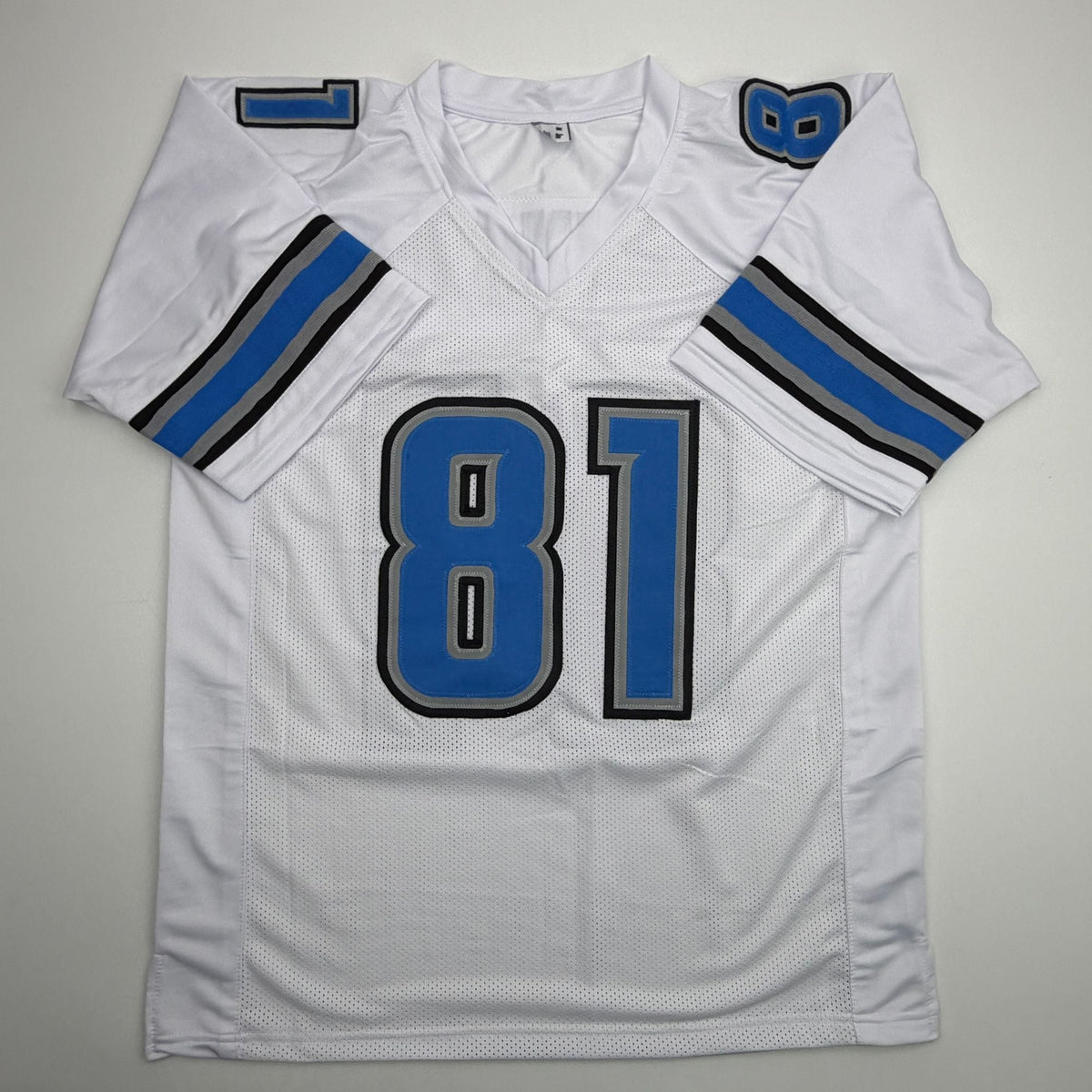 Autographed/Signed Calvin Johnson Detroit White Football Jersey JSA COA #2