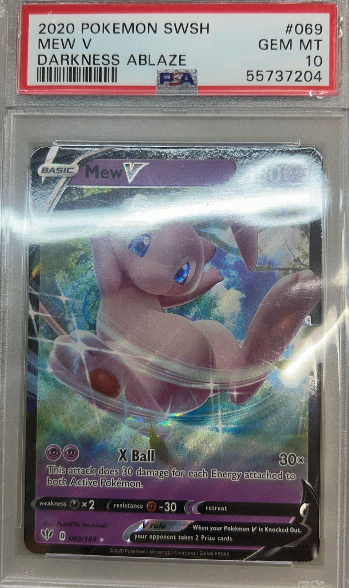 Graded 2020 Pokemon SWSH Darkness Ablaze Mew V #069 Sword & Shield Trading Card Game PSA 10 Gem Mint