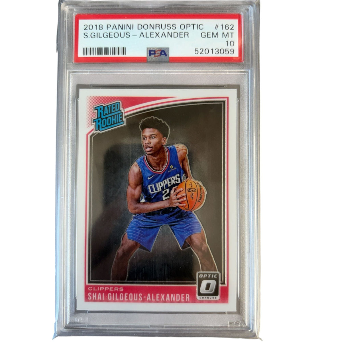 Graded 2018 Panini Donruss Optic Shai Gilgeous-Alexander #162 Rookie RC Basketball Card PSA 10 Gem Mint