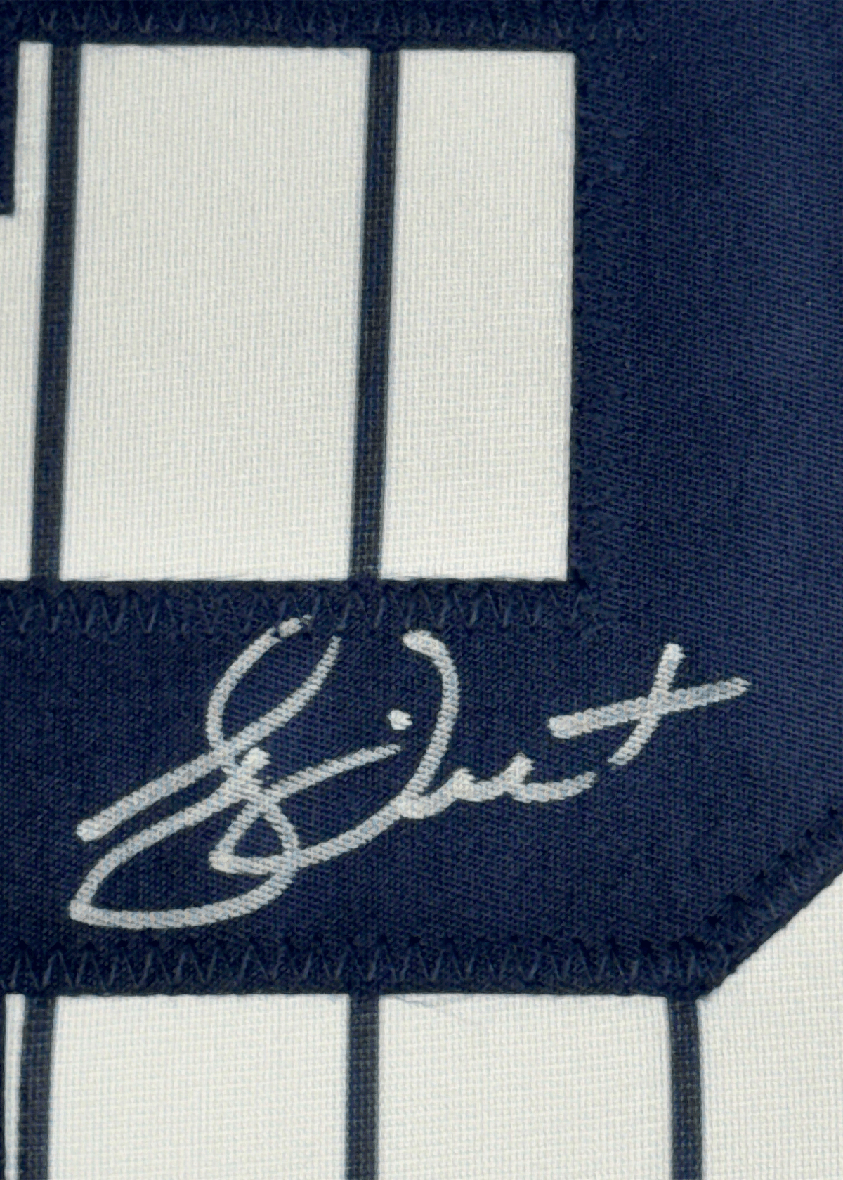 Framed Autographed/Signed Bucky Dent 35x39 New York Pinstripe Baseball Jersey Beckett BAS COA