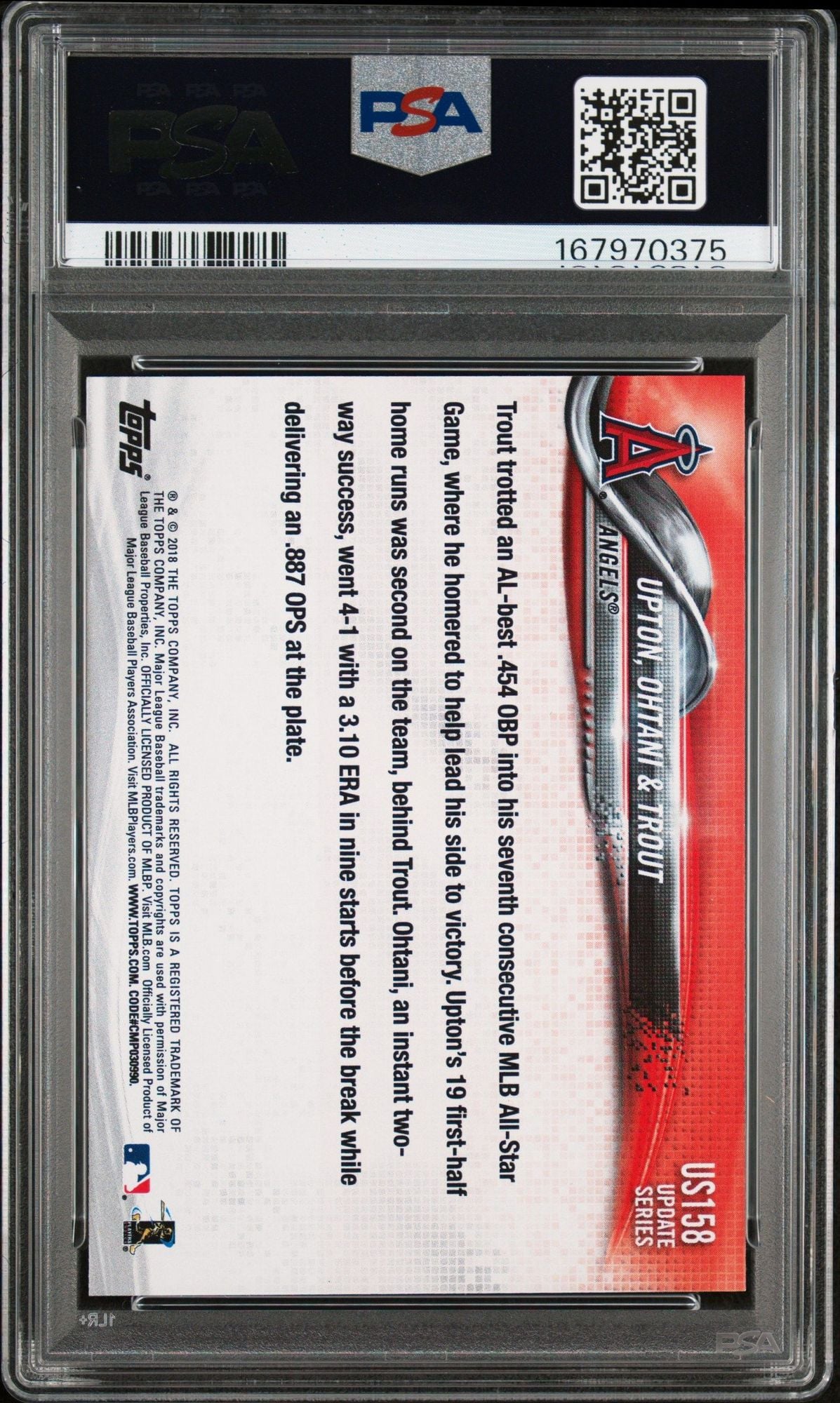 Graded 2018 Topps Update Shohei Ohtani #US158 Rookie RC Baseball Card PSA 10 Gem Mint
