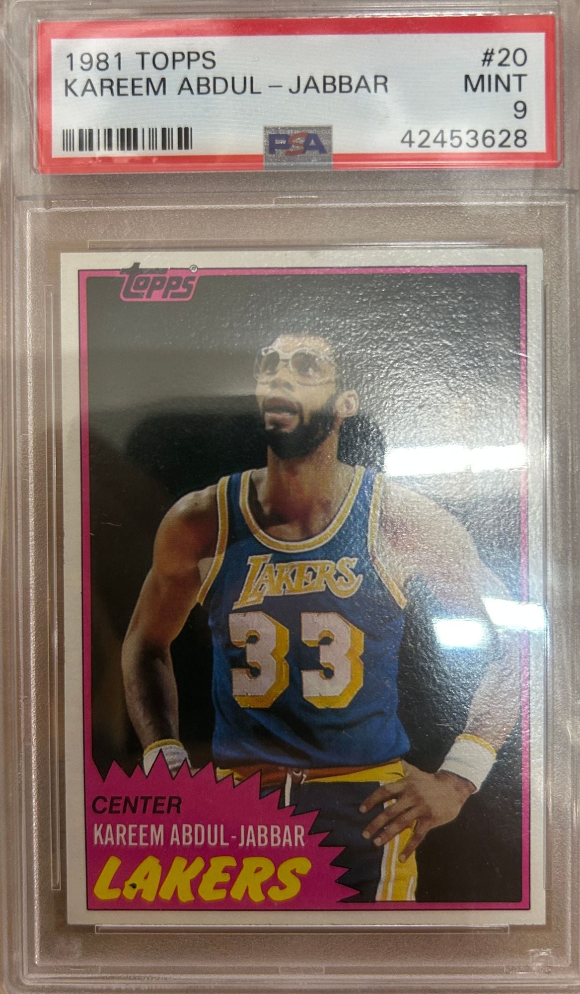 Graded 1981 Topps Kareem Abdul-Jabbar #20 Basketball Card PSA 9 Mint